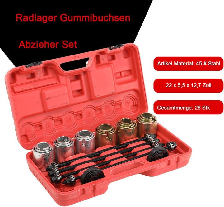 27tlg Silentlager Werkzeug Abzieher Satz Gummibuchsen Buchsen Achslager Montage Demontage Lager Gumm