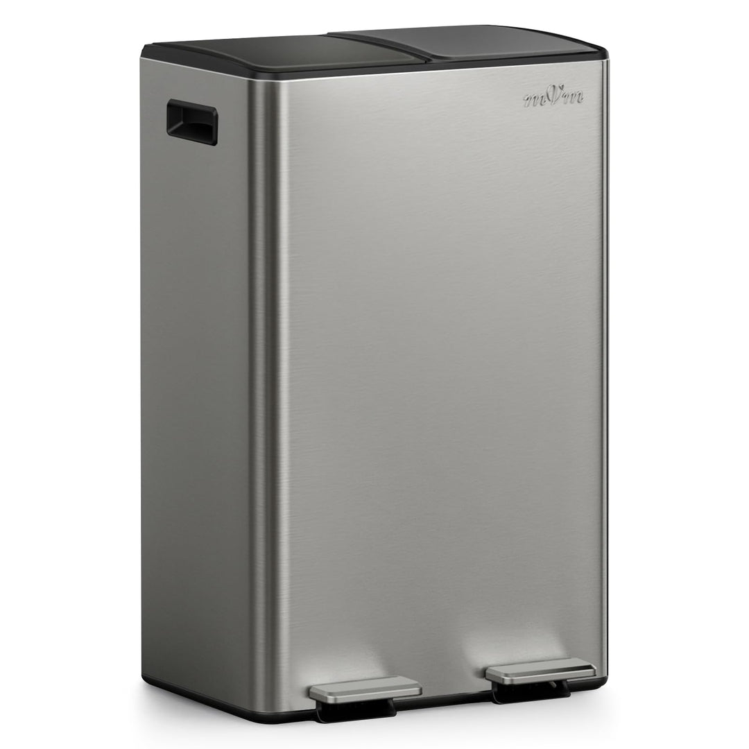 mVm Mülleimer Küche,60 Liter Treteimer,2 x 30 Liter Treteimer, 2 Fächer, Mülltrennsystem, Abfalleime