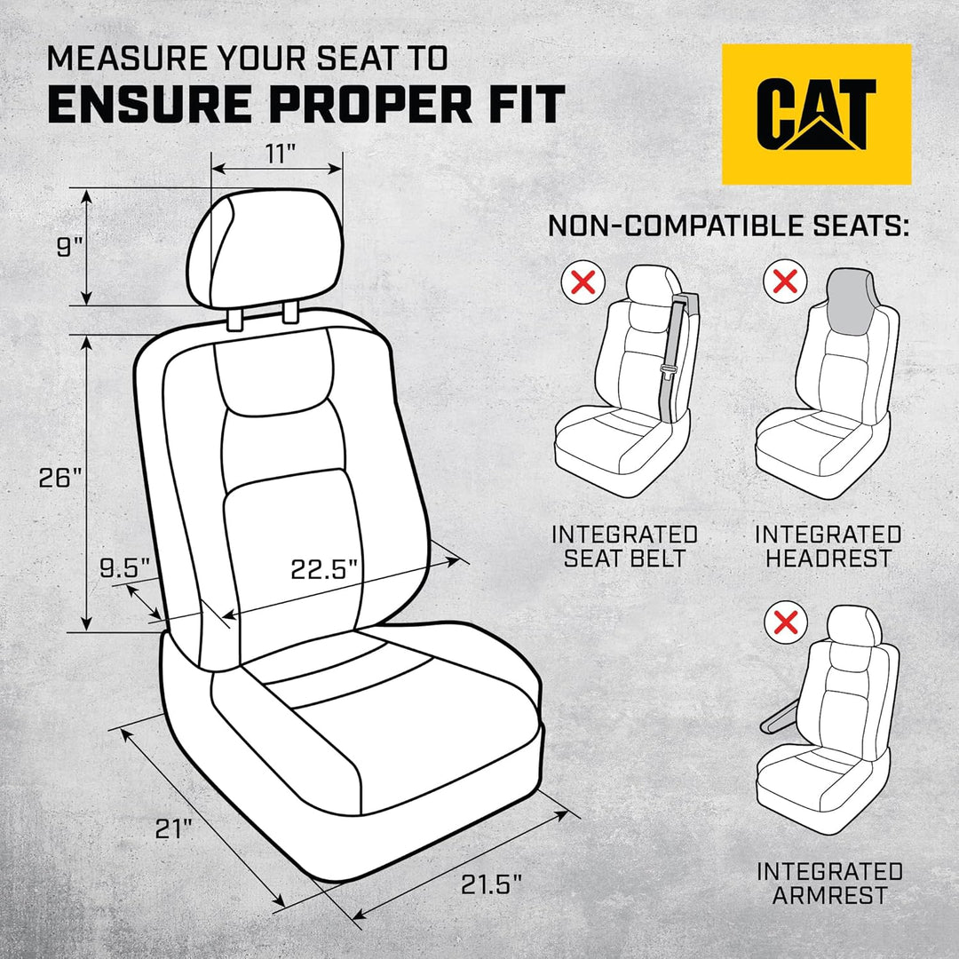 CAT® MeshFlex Autositzbezüge für Autos LKW und SUVs (2er Set) - Grau Autositzbezüge für Vordersitze