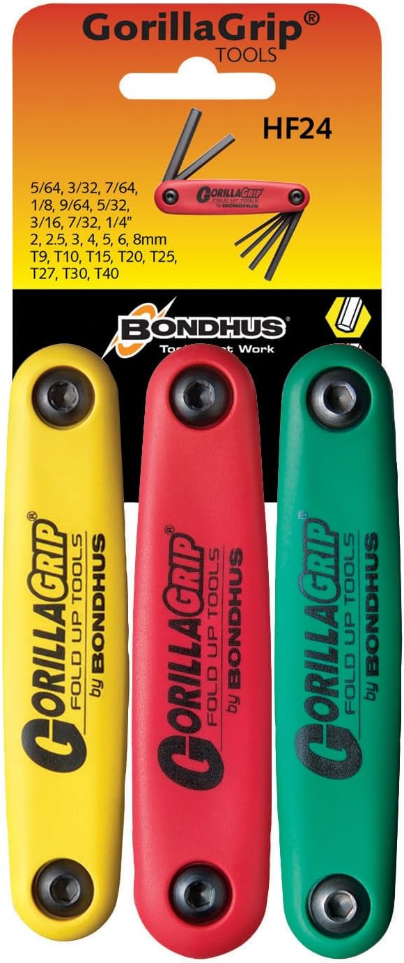 Bondhus Sechskant Stiftschlüssel Set GorillaGrip im 3er Satz 2-8mm, 5/64-1/4 & T9-T40 12533, 1