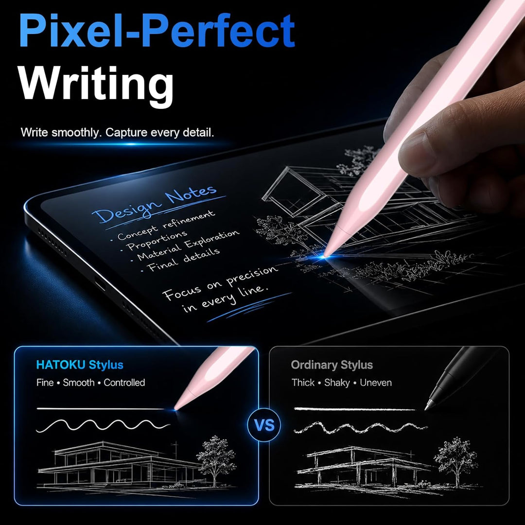 Pencil 1. Generation für iPad 11 (2025-2018), HATOKU Stift für Tablets mit Neigungsempfindlichkeit &