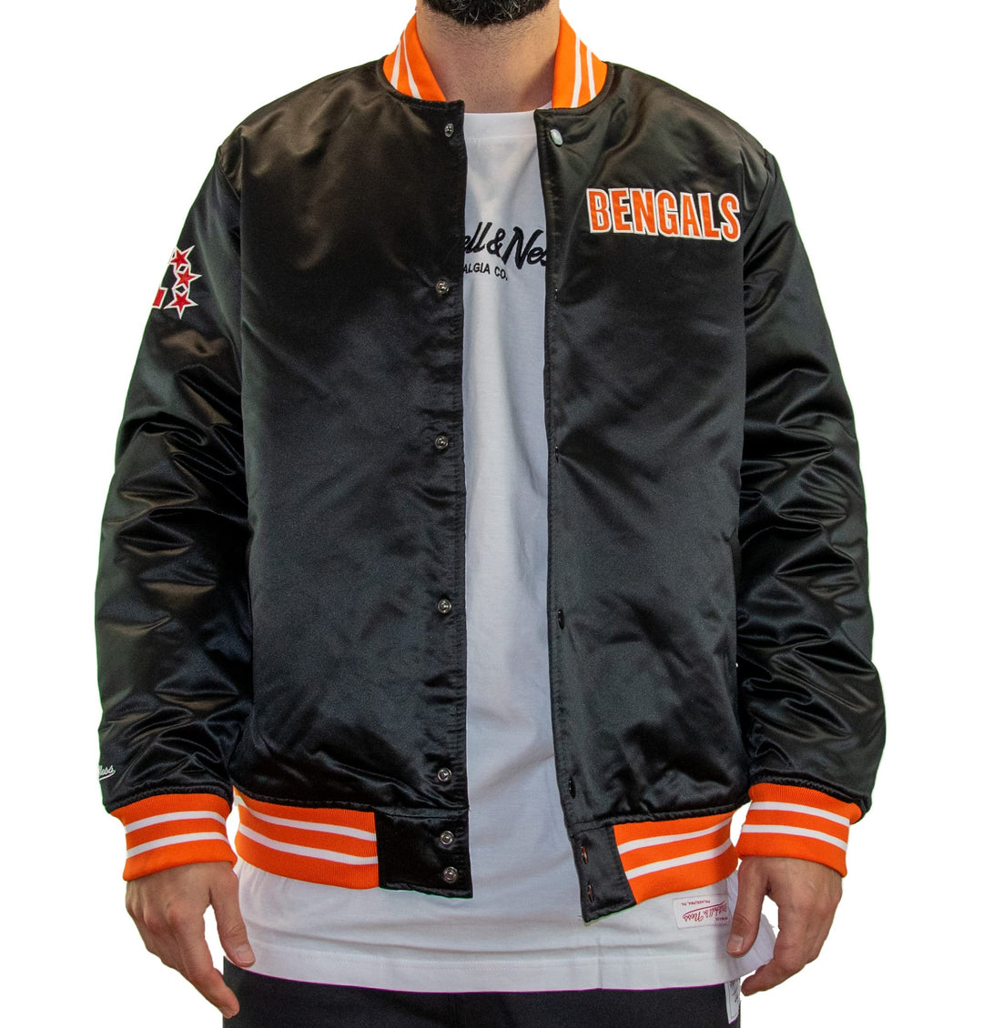 Mitchell &amp; Ness NFL Heavyweight Satin Jacket S Cincinnati Bengals - Black, S Cincinnati Bengals - Bl