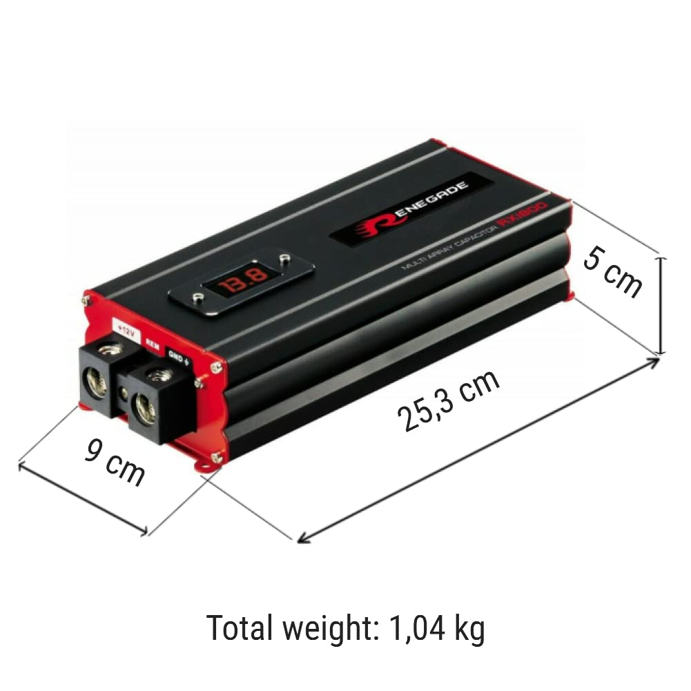 1 RENEGADE RX1800 Power Cap car Audio kondensator 18 Farad für systeme bis 18000 watt rms 1 2 3 4 5