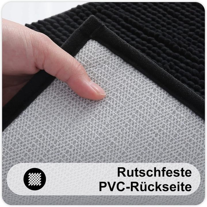 Homaxy Chenille Badezimmerteppich Set 2 teilig rutschfeste Badematte Set Weich Saugfähige Badteppich