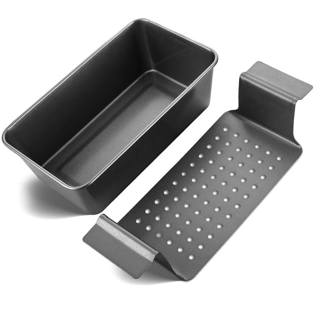 HONGBAKE 2-in-1 Fleischpastetenform mit Ablaufrost, 25 x 13 cm Kastenform aus Karbonstahl, Antihaft