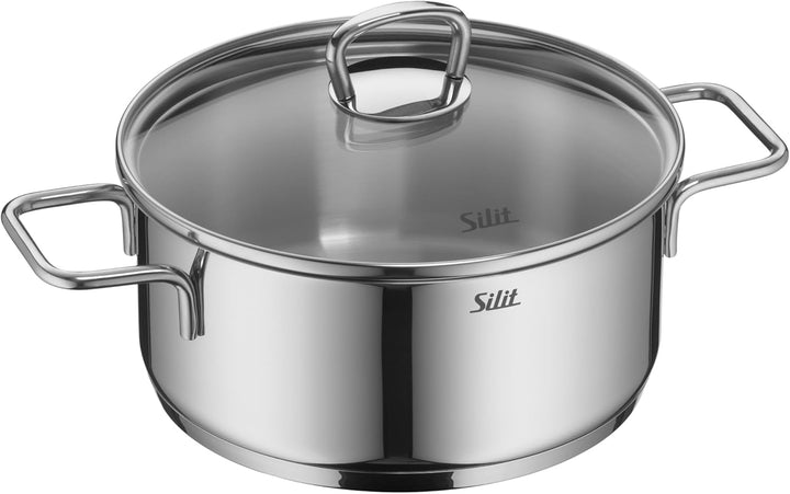 Silit Alicante Topfset Induktion 3-teilig, Kochtopf Set mit Glasdeckel, Schüttrand, Edelstahl hochgl