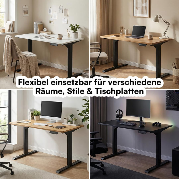 STEELSØN Altara höhenverstellbarer Schreibtisch Gestell elektrisch schwarz – extrem stabile Tischbei