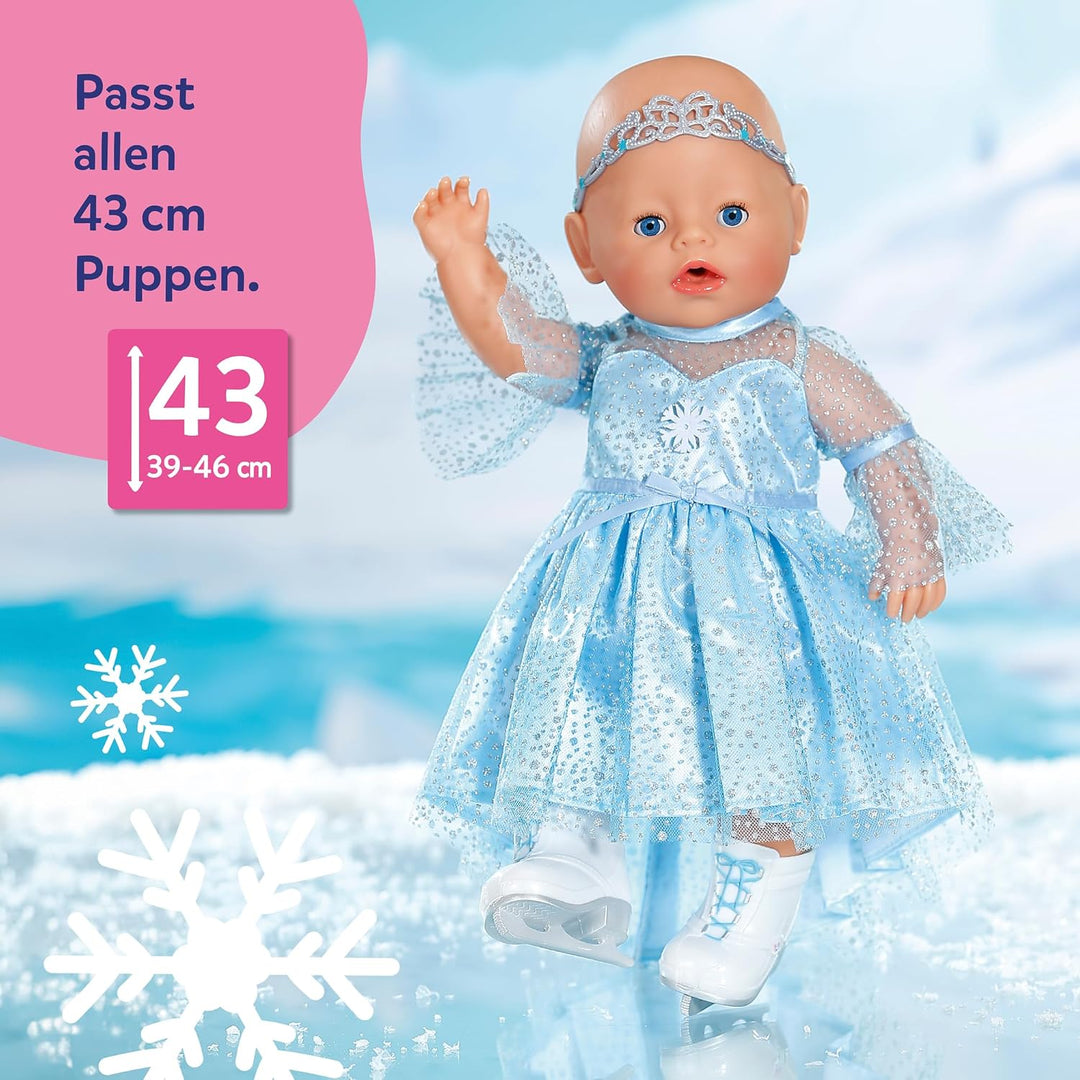 Baby Born Eisprinzessinnen Set mit Glitzerkleid, Tiara und Schlittschuhen für 43cm Puppen