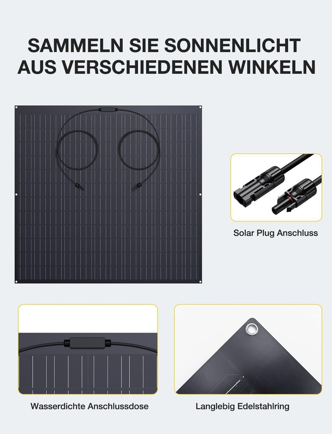 480W Flexibel Solarpanel, 2 x 240W Flexibles Solarmodule, IP67, 23,5% Umwandlung Photovoltaik Panel