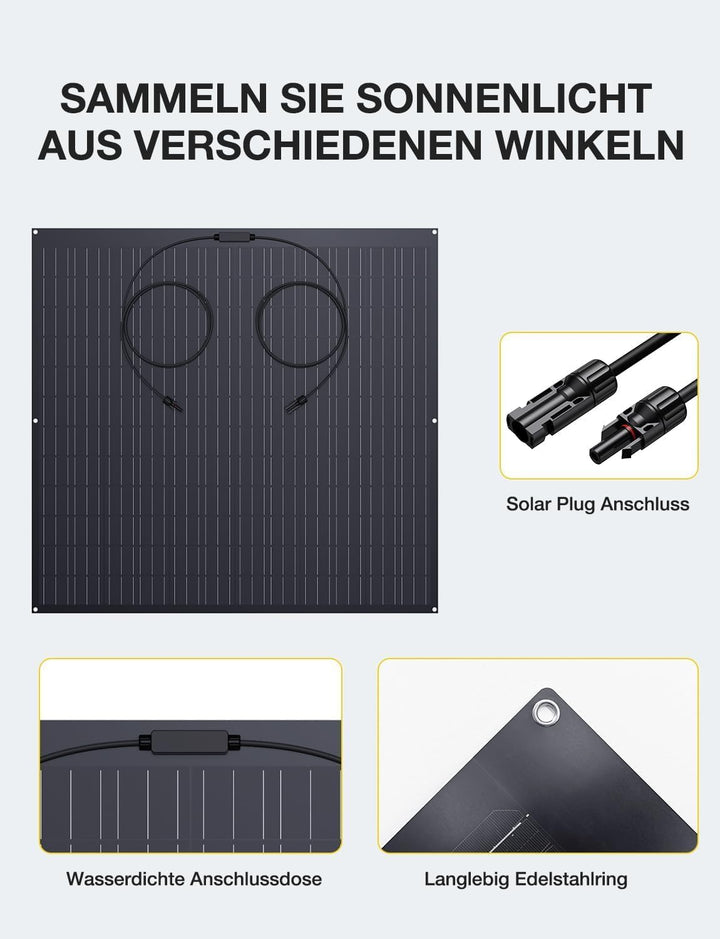 480W Flexibel Solarpanel, 2 x 240W Flexibles Solarmodule, IP67, 23,5% Umwandlung Photovoltaik Panel