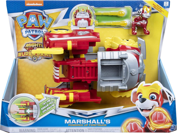 PAW PATROL 6053686 Mighty Pups Super Paws - Marshalls verwandlungsfähiges Powered Up Fahrzeug mit Fi