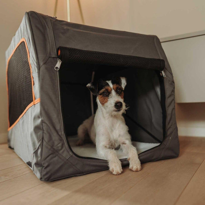 HUNTER faltbare Hundebox mit Aluminium-Gestell, Farbe: anthrazit/orange, faltbar & leicht, Alu-Geste