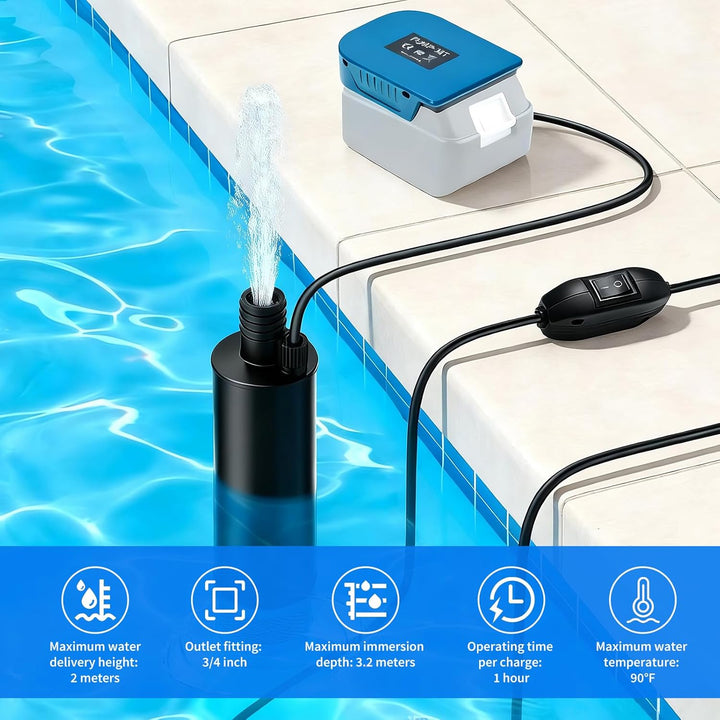 Tragbare Wasserpumpe Akku für Einhell 18V, 30L/min | Schmutzwasserpumpe, Edelstahl-Filter, Mini Tauc