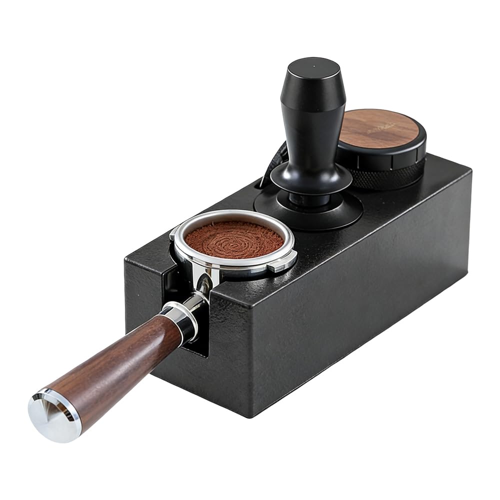 Tamperstation für Barista(51-58mm), Tamping Station aus ABS, Einstellbar Coffee Schwarz Tamper Stati
