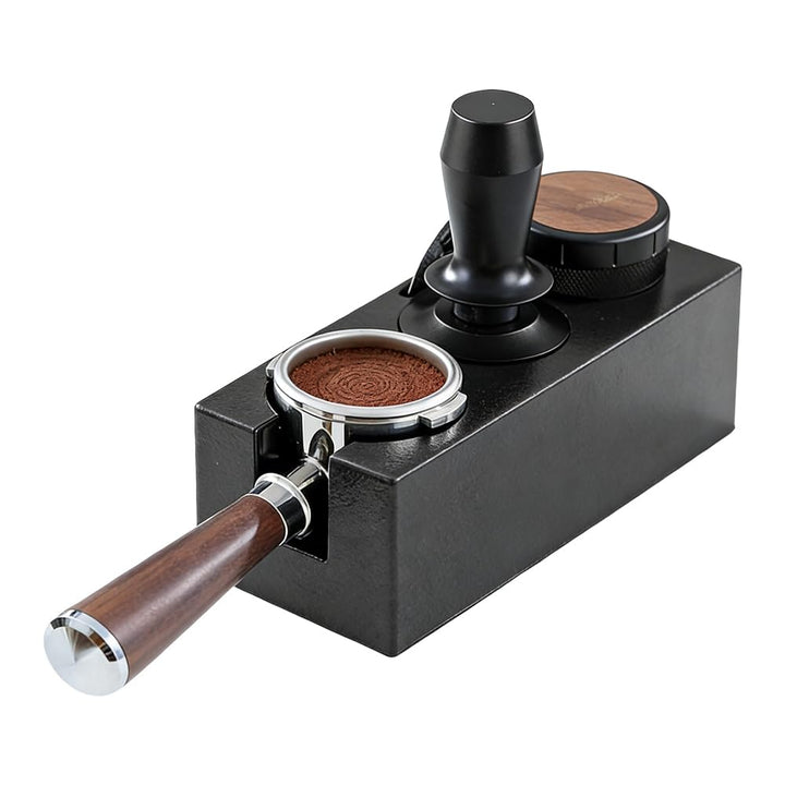 Tamperstation für Barista(51-58mm), Tamping Station aus ABS, Einstellbar Coffee Schwarz Tamper Stati
