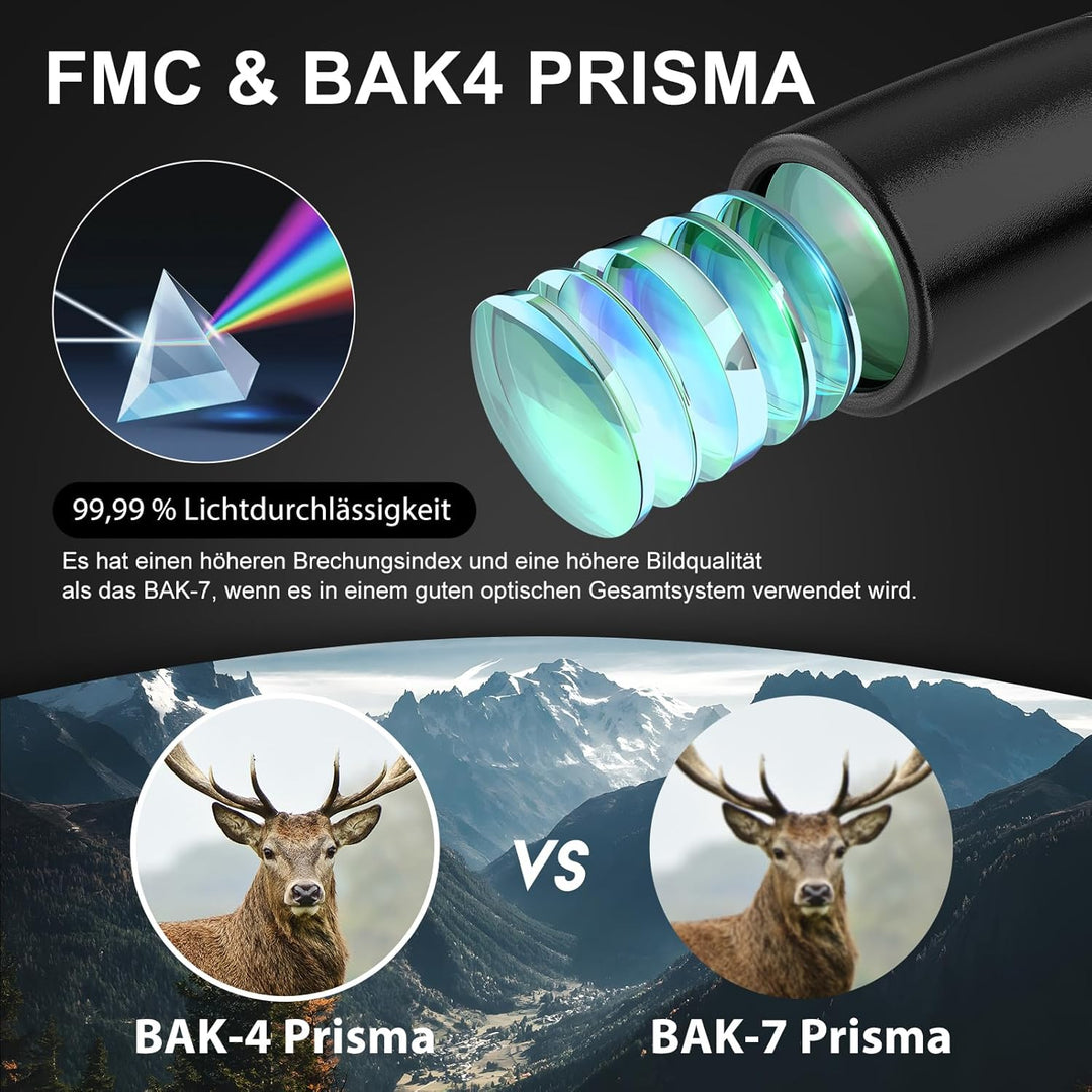 10 x 50 Fernglas - Hochleistungs-Fernglas für Erwachsene, HD optisches System, Rutschfester Griff, w