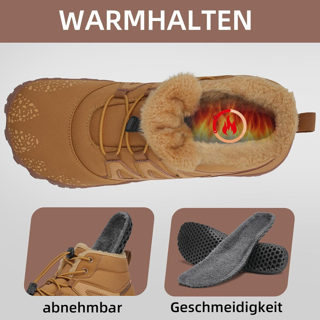 Mabove Barfussschuhe Winterstiefel Herren Damen Traillaufschuhe Warm Gefüttert Winterschuhe Schneest