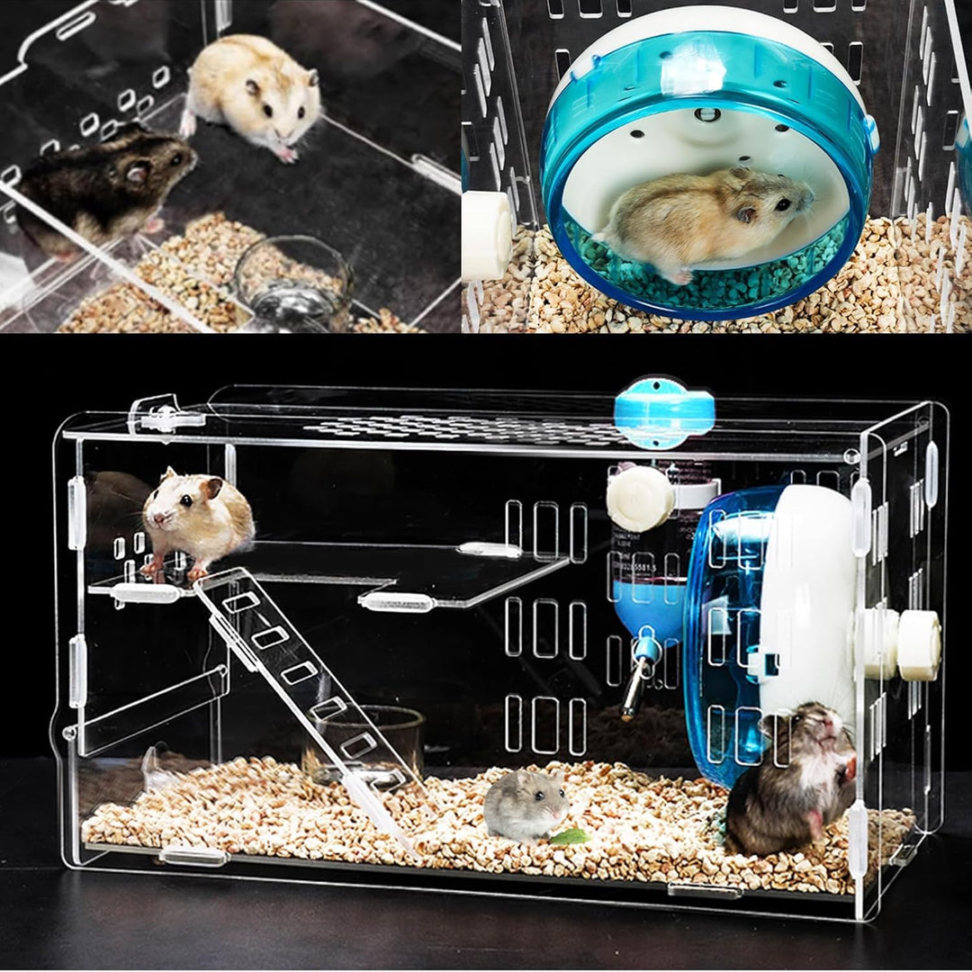 kathson Zwerghamsterkäfig, transparent, Hamsterkäfige und Lebensräume, Rennmäuse, Acrylkäfig, niedli