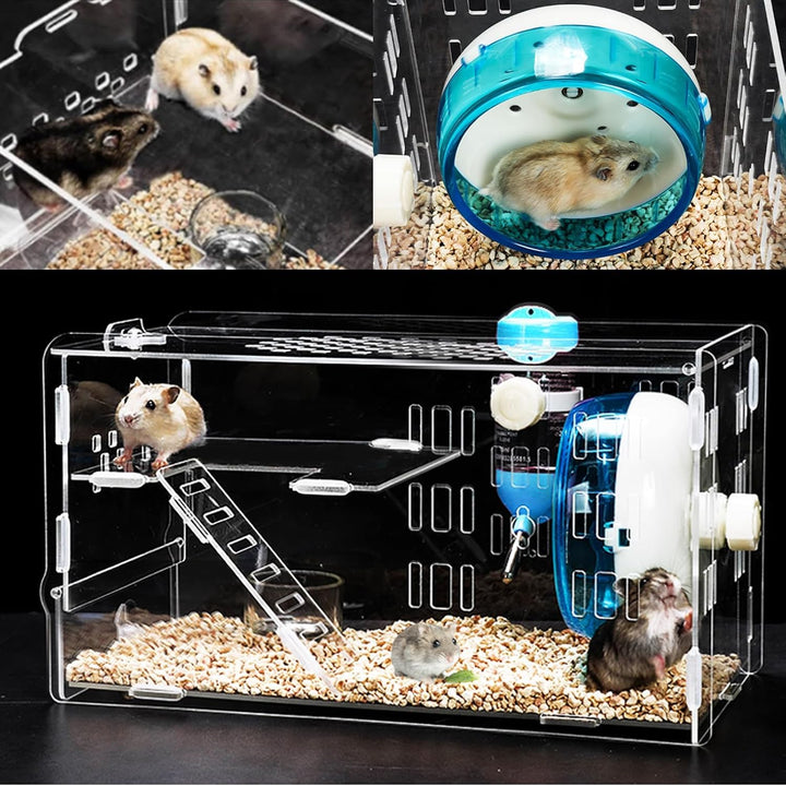 kathson Zwerghamsterkäfig, transparent, Hamsterkäfige und Lebensräume, Rennmäuse, Acrylkäfig, niedli