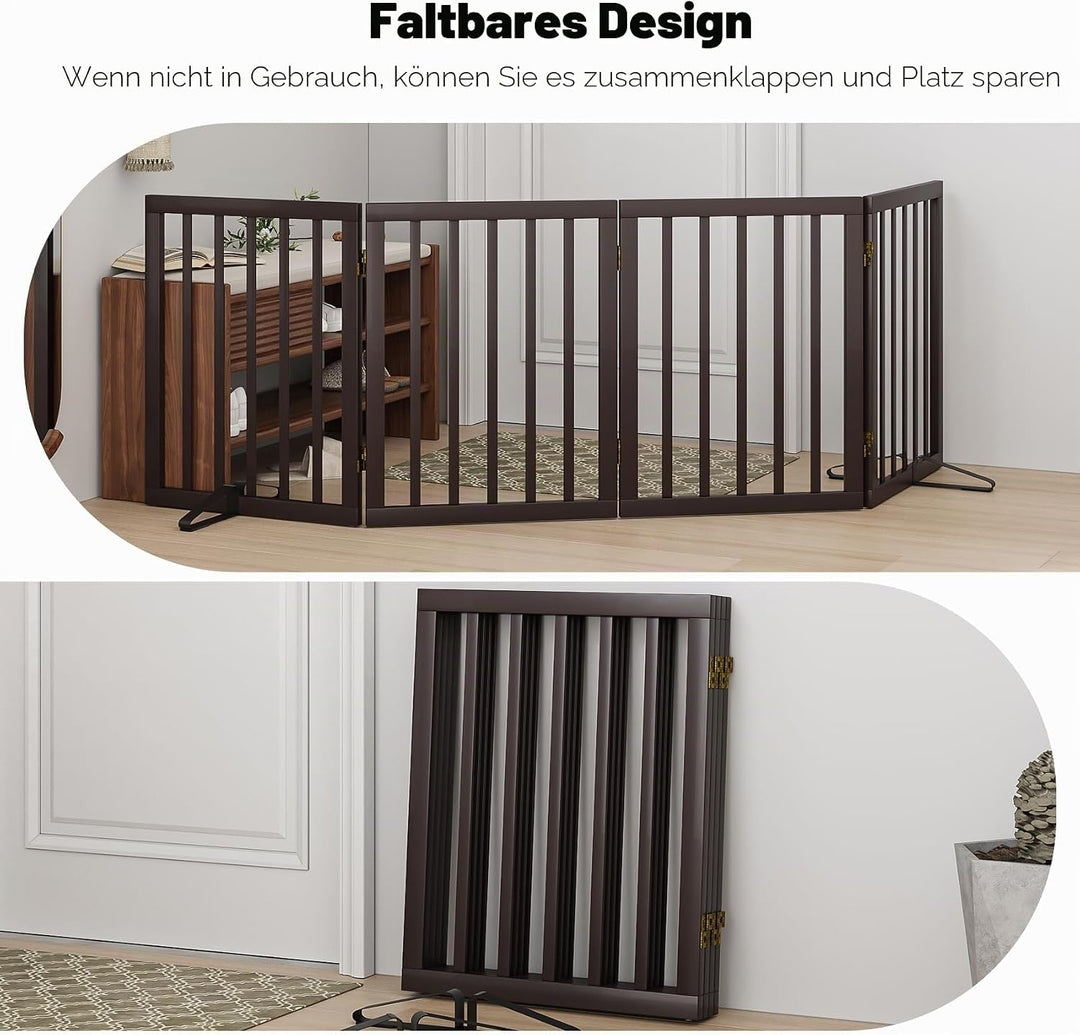 Freistehendes Hundegitter, Faltbares Hundebarriere für Tür,Treppen,Flur,Küche &amp; Schlafzimmer, Freist
