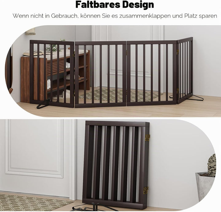 Freistehendes Hundegitter, Faltbares Hundebarriere für Tür,Treppen,Flur,Küche &amp; Schlafzimmer, Freist