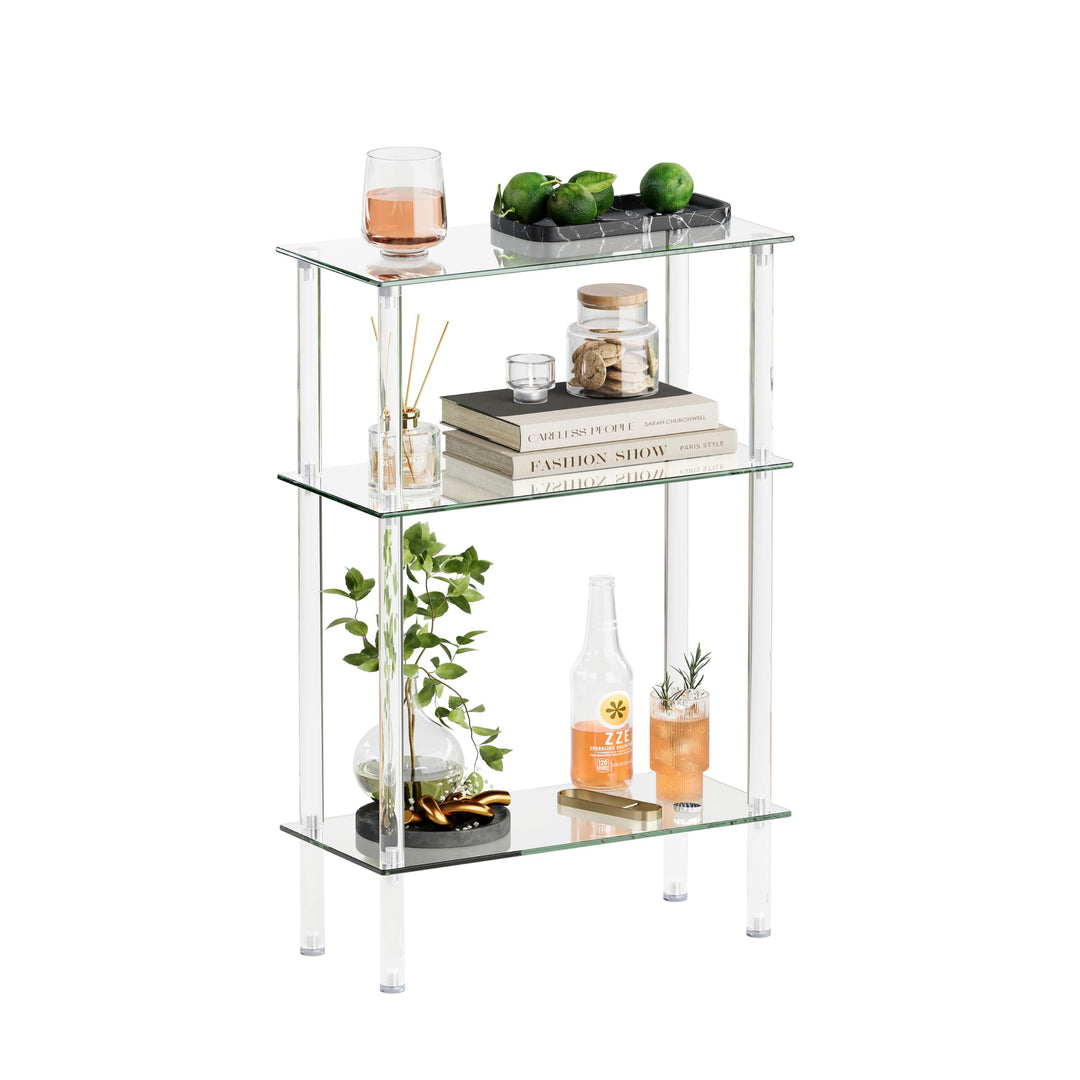 Beistelltisch Glas Glastisch Klein LET523TR 3 Etagen, 3 Etagen