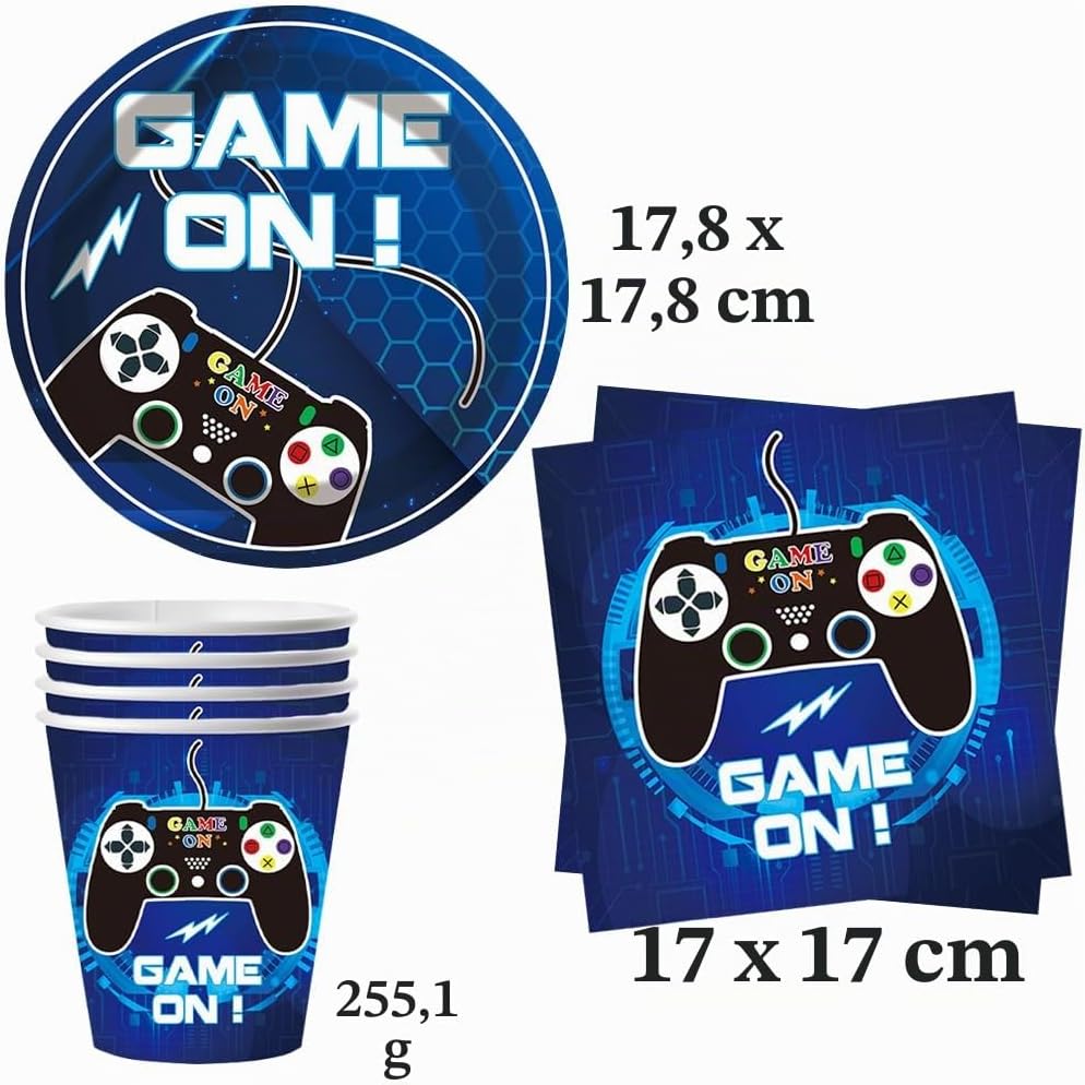 YGCHEN Videospiel Partygeschirr Game Kindergeburtstag Deko Spiel Party Geschirr Set Geburtstag Pappb