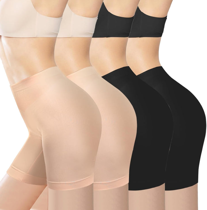 TIICHOO Radlerhose Damen Kurze Unter Kleid Anti Scheuer Sommer Leggings Kurz 4er Pack S 2 Schwarz/2