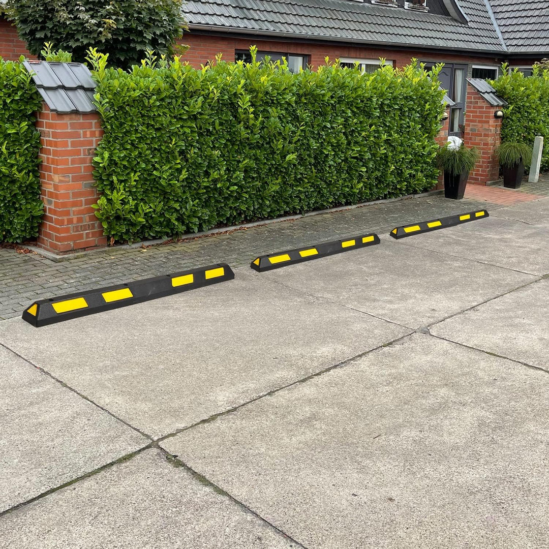 UvV Parkstopper UVP16101 Anfahrschutz Radstopp 1800 mm schwarz, gelbe Einparkhilfe Garage/Carport. P