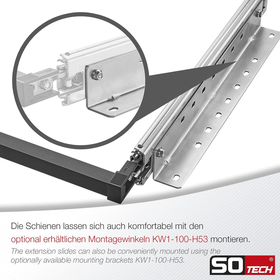 SOTECH VarioSlide Pat. Schubladenschienen Komplettset Schwerlastauszug KV2-100-H53-400 EH 400 mm bis