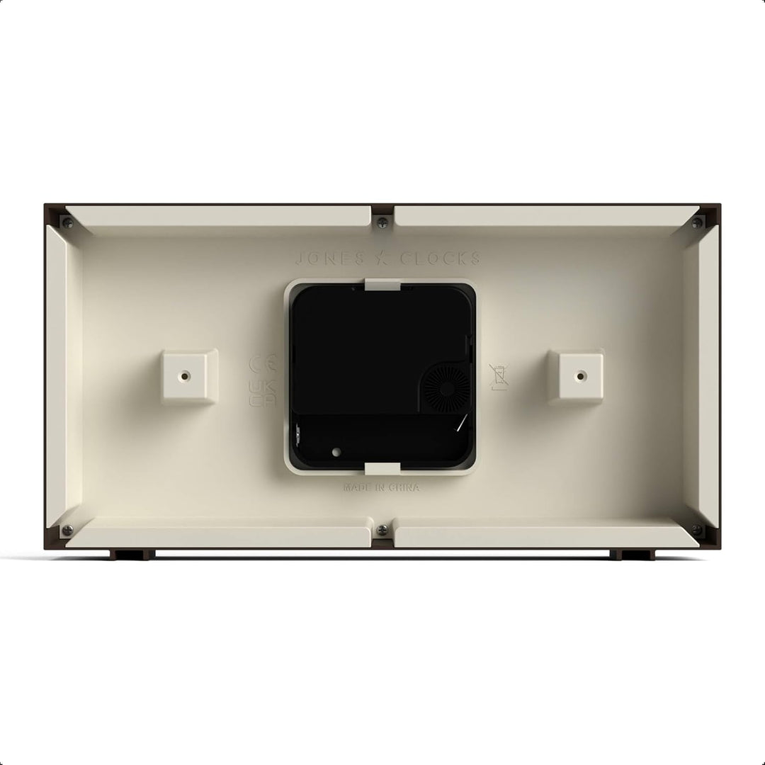 JONES CLOCKS® Schreibtischuhr 'Odeon' – modernes rechteckiges Design in Braun, stilvoller Retro-Look