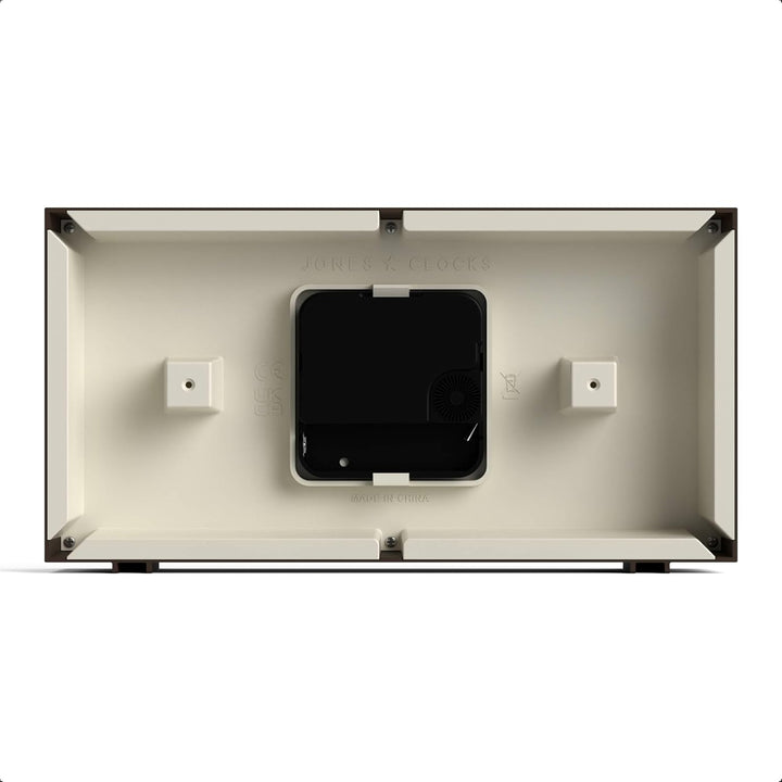 JONES CLOCKS® Schreibtischuhr 'Odeon' – modernes rechteckiges Design in Braun, stilvoller Retro-Look