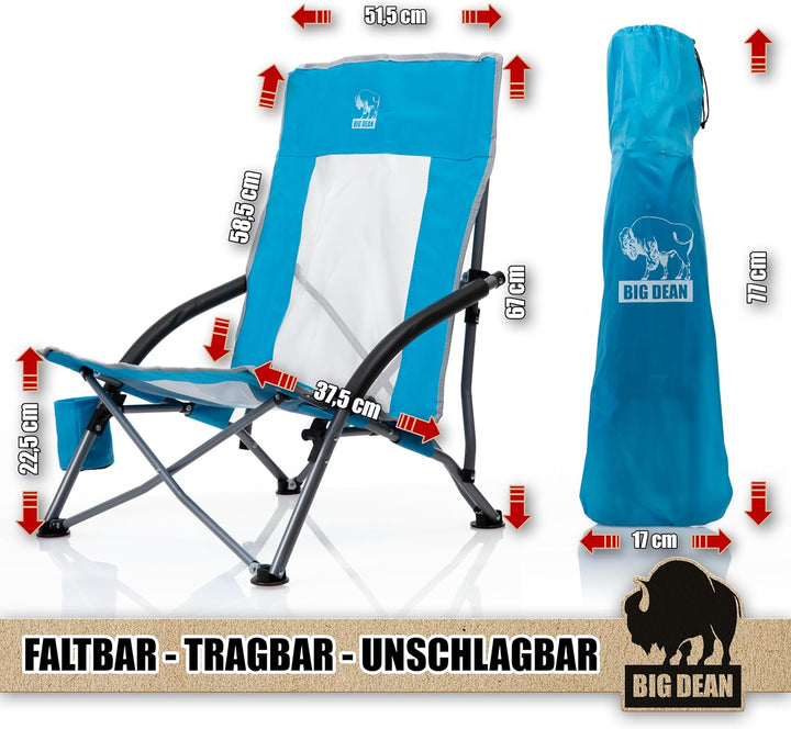 BigDean Strandstuhl klappbar leicht stabil mit Getränkehalter