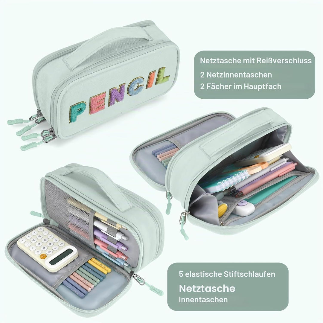 Federmäppchen Niedliches Federmäppchen für Mädchen, geräumige Federtasche mit Griff für Schule und B