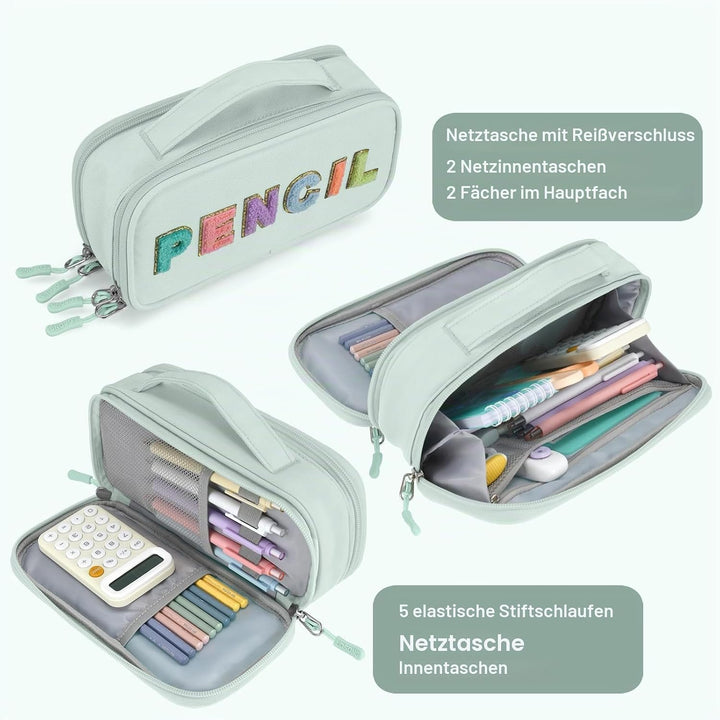 Federmäppchen Niedliches Federmäppchen für Mädchen, geräumige Federtasche mit Griff für Schule und B