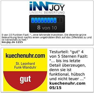 St. Leonhard Wanduhr beleuchtet: Funk-Wanduhr mit Zifferblatt-Beleuchtung & Lichtsensor, kabellos (F