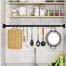 Teleskopstange 120-215CM(47"-84") Gardinenstange Ausziehbar Duschvorhangstange Ohne Bohren, edelstah