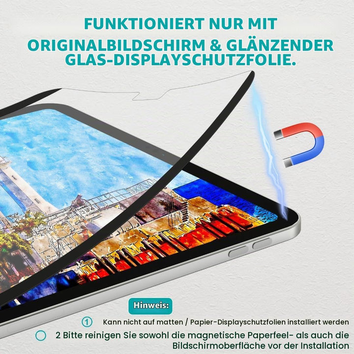 PAPERFEEL Magnetischer Folie für iPad Pro 11 2024 M4 Schutzfolie, Matt Papier Magnetisch Folie zum S