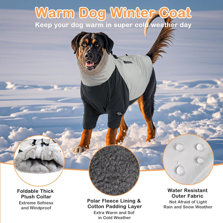 Hundemantel Grosse Winddicht Warmer Hundekapuzenpulli Eingebautes Geschirr Für Mittlere Und Grosse H