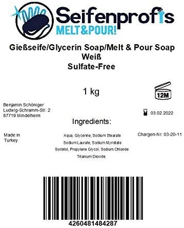 Seifenprofis© Glycerinseife Rohseife Seifenbasis - Seife Weiss (SLS/SLES-frei) (3kg Weiss), 3kg Weis
