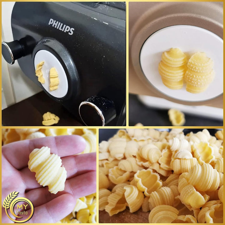 MY PASTA – Gnocchi Sugo - gestreifte Muscheln – Nudelmaschinen-Scheibenmatrizen | Advance Pasta-Sche