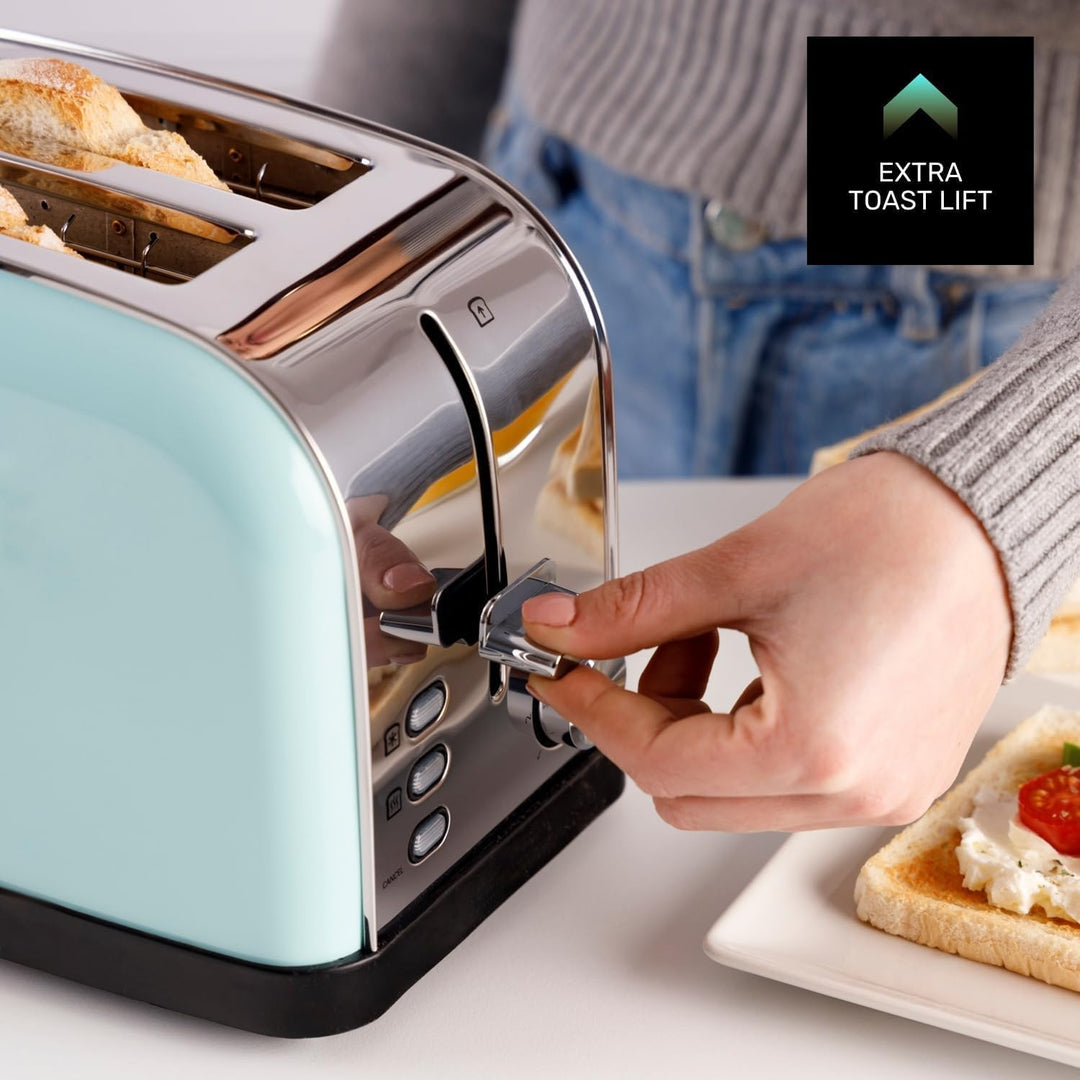 Taurus Toaster, 950 W, 2 Schlitze, 135 x 35 mm, 7 Stufen, 3 Funktionen, Gehäuse aus Edelstahl, selbs