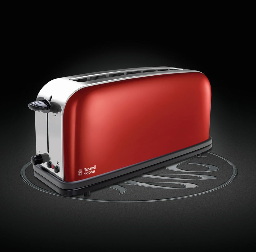 Russell Hobbs Toaster Langschlitz Colours+ rot, extra breite 1 Langschlitzkammer, 6 einstellbare Brä