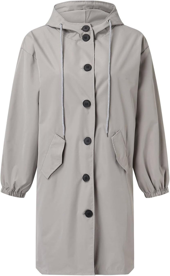 Beokeuioe Damen Trenchcoat Oversized Mantel Lang Umlegekragen Windjacke Einfarbig Damenmantel Überga