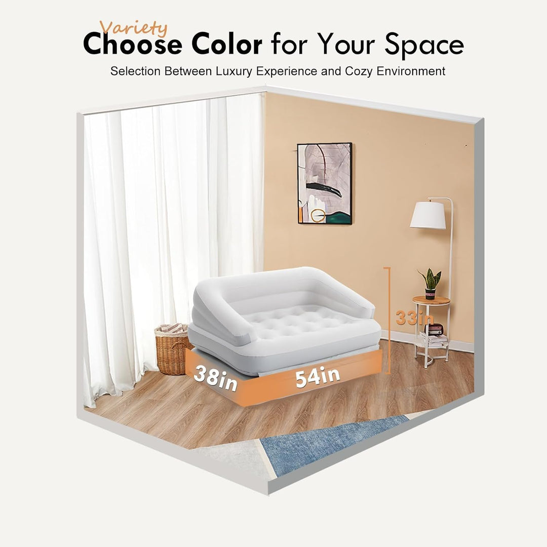Aufblasbare Couches Schlafsofa, beflockte Luftmatratze Bett mit Armlehne, Doppelgrösse