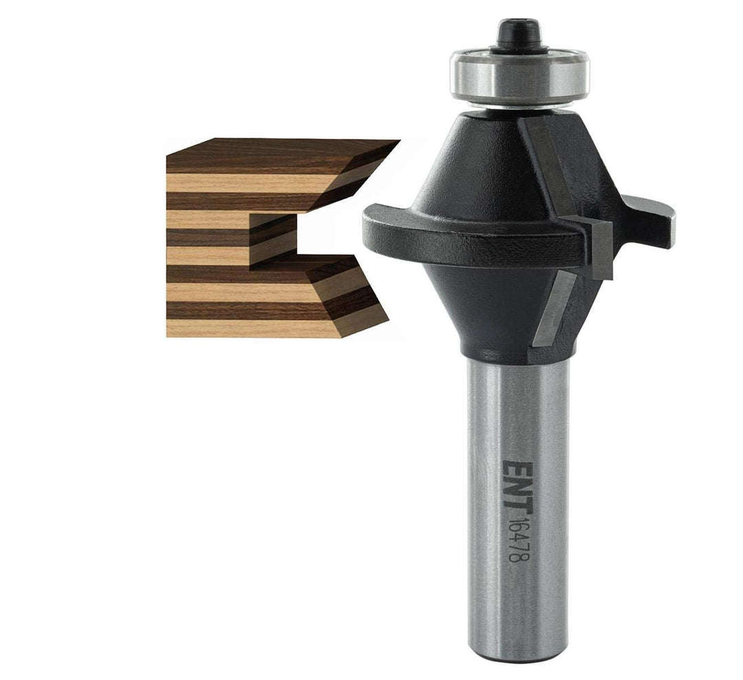 ENT 16478 2-tlg. Kantenverleimfräser-Set für stabile Eckverbindungen, HW, Schaft (S) 12 mm, Durchmes