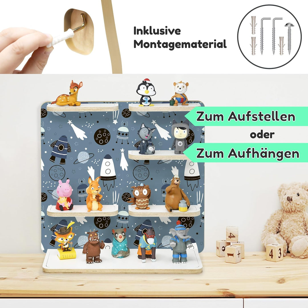 stadtecken Holzregal für Musikbox – Passend für Toniebox & ca. 35 Tonies | Perfekte Aufbewahrung für