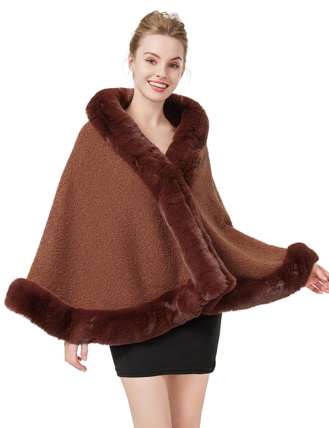 BEAUTELICATE Damen Kunstpelz Stola Brautjacke Bolero Winter Brautschal Mantel für Hochzeit Festlich