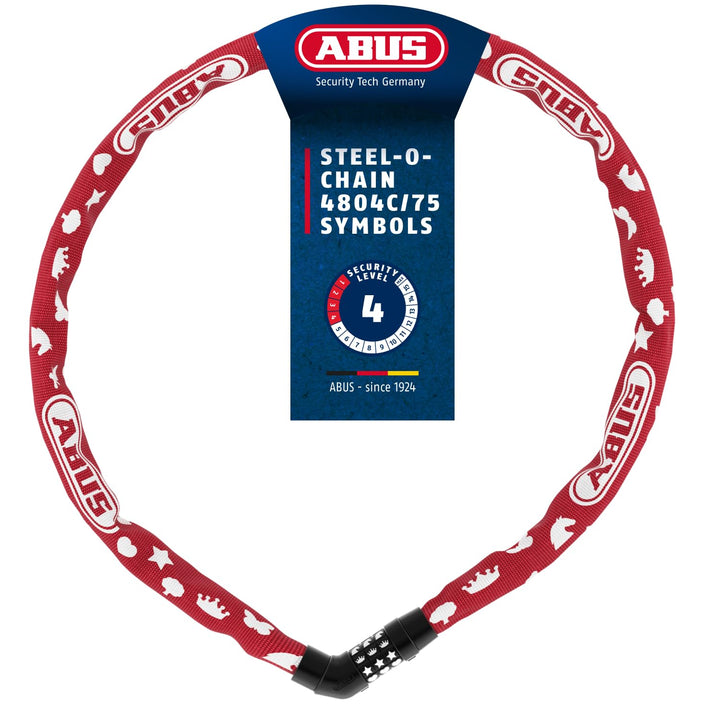 ABUS Kettenschloss Steel-O-Chain 4804C SYMBOLS – Zahlenschloss für Kinderfahrräder – ABUS-Sicherheit