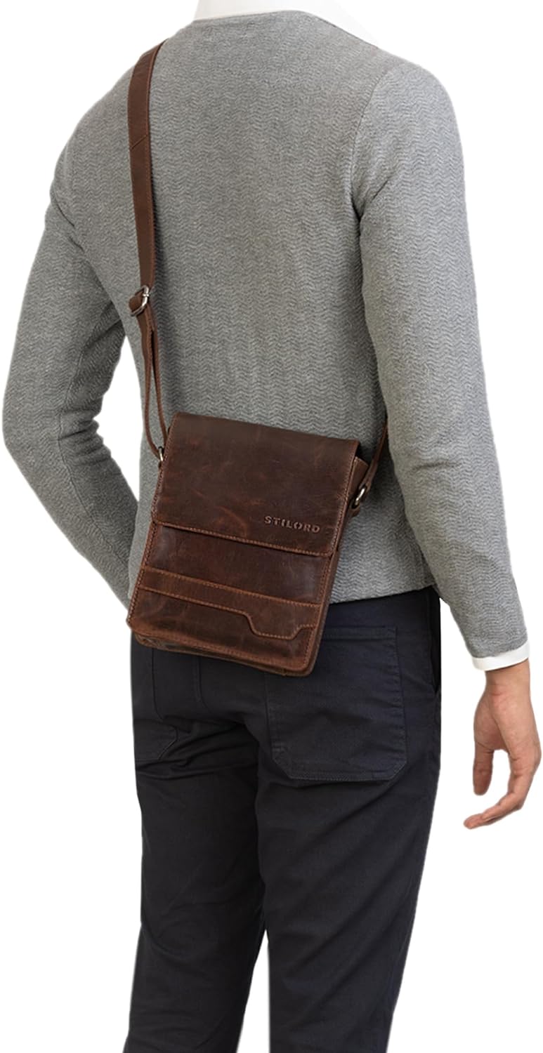 STILORD 'Sven' Herrenhandtasche Leder Umhängetasche klein Schultertasche Männer 8 Zoll Tablet Herren